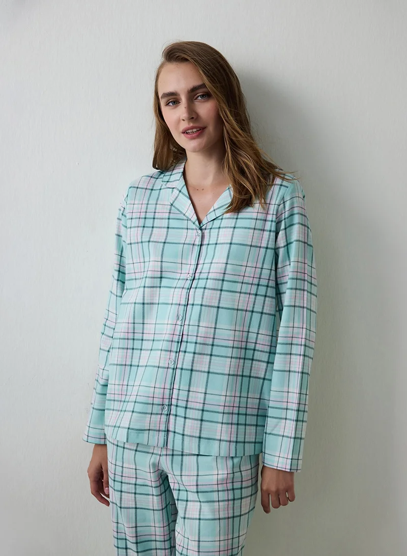 Penti Ellie Plaid Shirt Collar Long Sleeve Pajama Set
